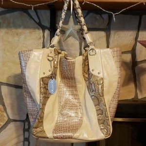Steve Madden animal print and cream leather purse